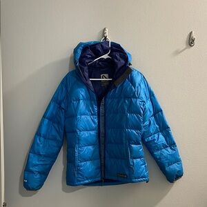 Women's Bright Blue Hooded Packable Puffer Jacket